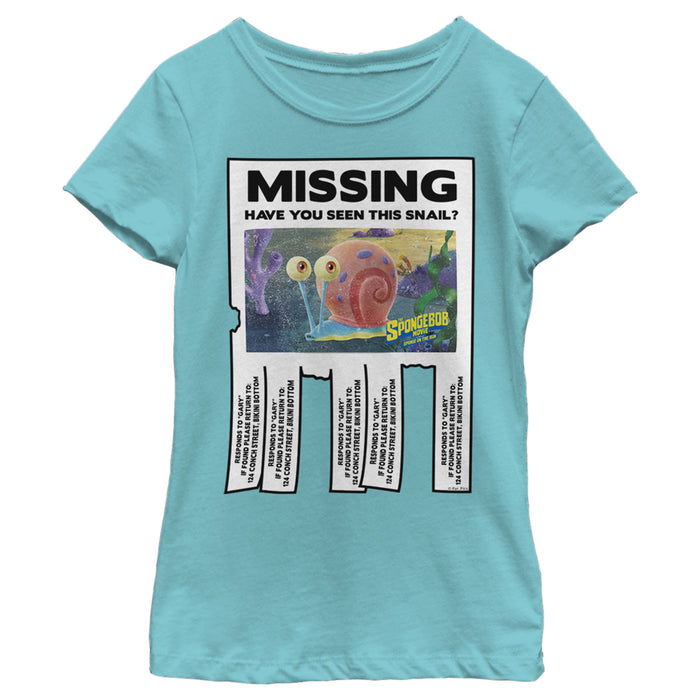 fifth sun Girl's SpongeBob SquarePants Sponge on the Run Missing Gary Poster T-Shirt