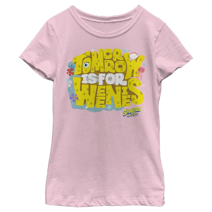 fifth sun Girl's SpongeBob SquarePants Sponge on the Run Tomorrow is for Weenies T-Shirt
