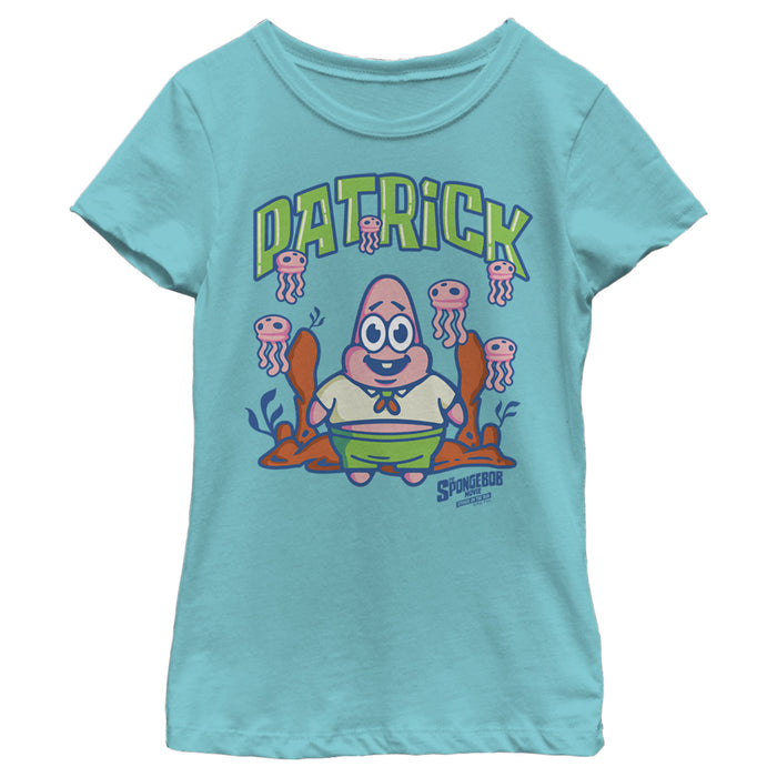 fifth sun Girl's SpongeBob SquarePants Sponge on the Run Young Patrick Pose T-Shirt