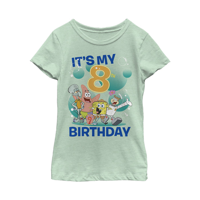 fifth sun Girl's SpongeBob SquarePants Under the Sea 8th Birthday T-Shirt