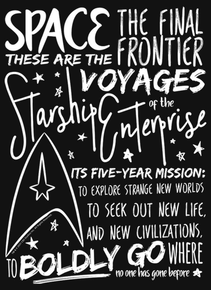 Fifth Sun Girl's Star Trek 5-Year Mission Text T-Shirt