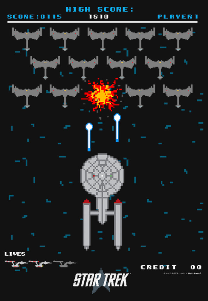 Fifth Sun Girl's Star Trek Enterprise Pixel Video Game Battle T-Shirt