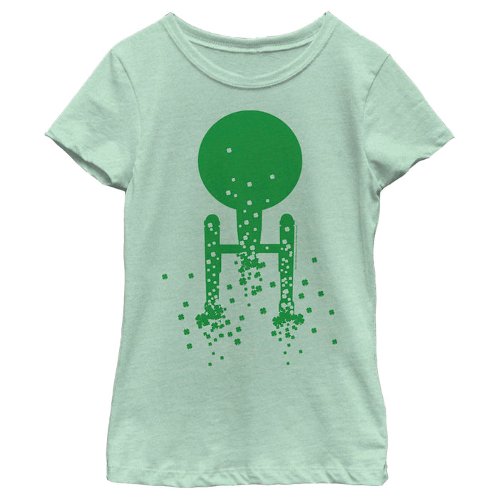 fifth sun Girl's Star Trek St. Patrick's Enterprise Clover Fill T-Shirt