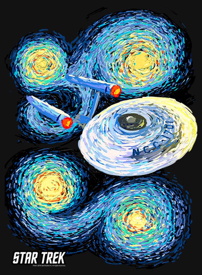 Fifth Sun Girl's Star Trek Starry Night USS Enterprise T-Shirt