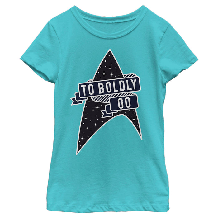 fifth sun Girl's Star Trek To Boldly Go Starfleet T-Shirt