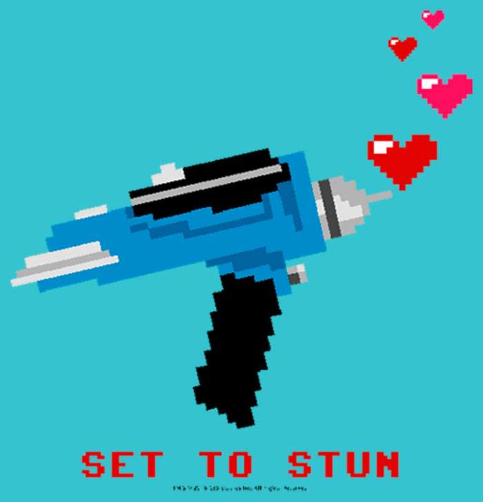 Fifth Sun Girl's Star Trek Valentine's Pixel Set Phasers To Stun T-Shirt