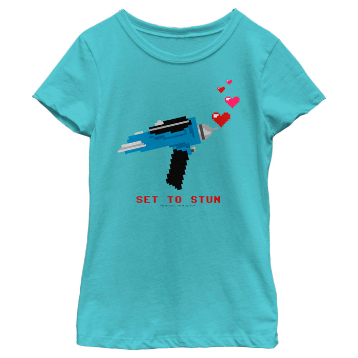 fifth sun Girl's Star Trek Valentine's Pixel Set Phasers to Stun T-Shirt