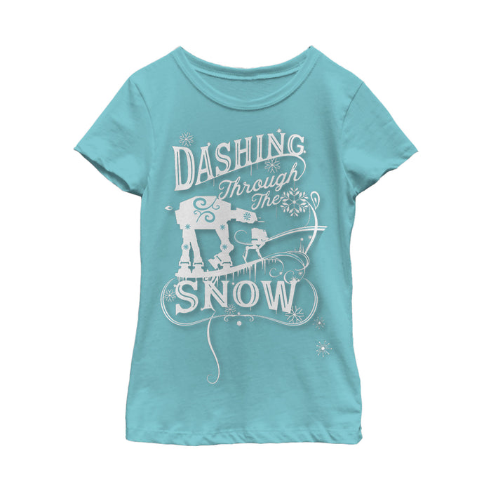 fifth sun Girl's Star Wars Christmas AT-AT Dashing Snow T-Shirt