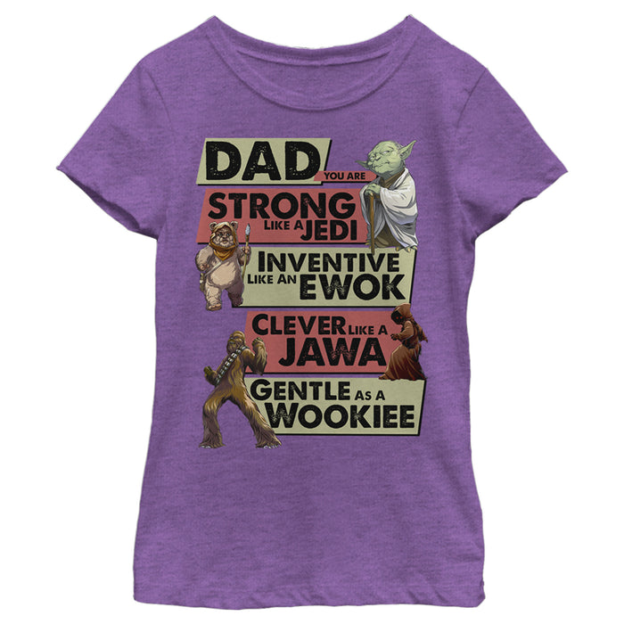 fifth sun Girl's Star Wars Dad You are Strong Inventive Clever Gentle T-Shirt