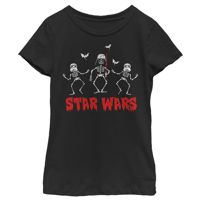fifth sun Girl's Star Wars Halloween Vader Skeletons T-Shirt