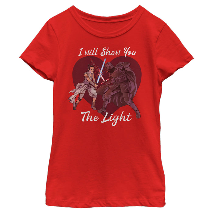 fifth sun Girl's Star Wars Kylo Ren and Rey I Will Show You the Light T-Shirt