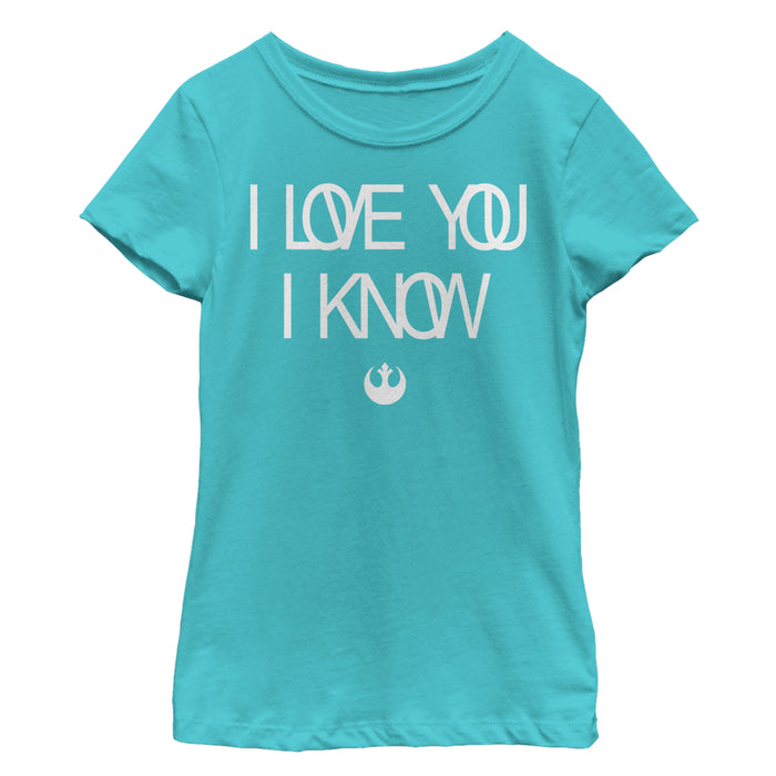 fifth sun Girl's Star Wars Love You I Know Rebel Symbol T-Shirt