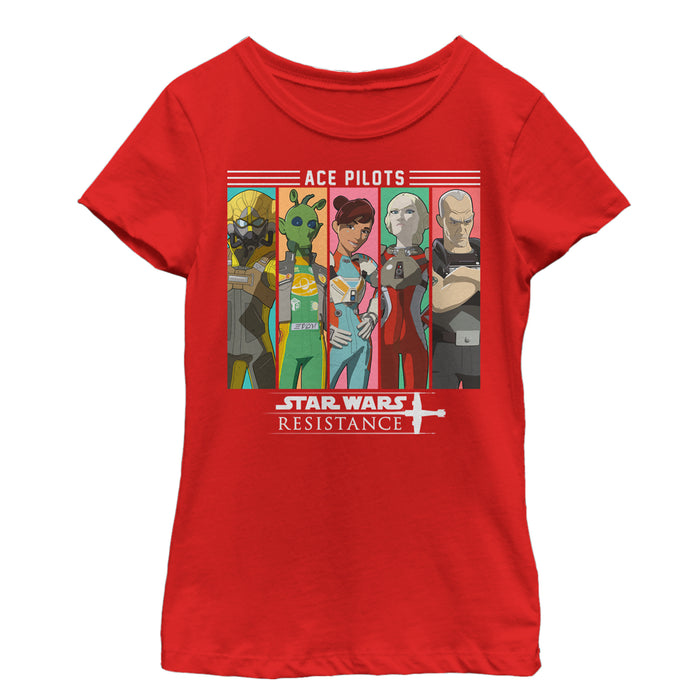 fifth sun Girl's Star Wars Resistance Ace Pilot Panel T-Shirt