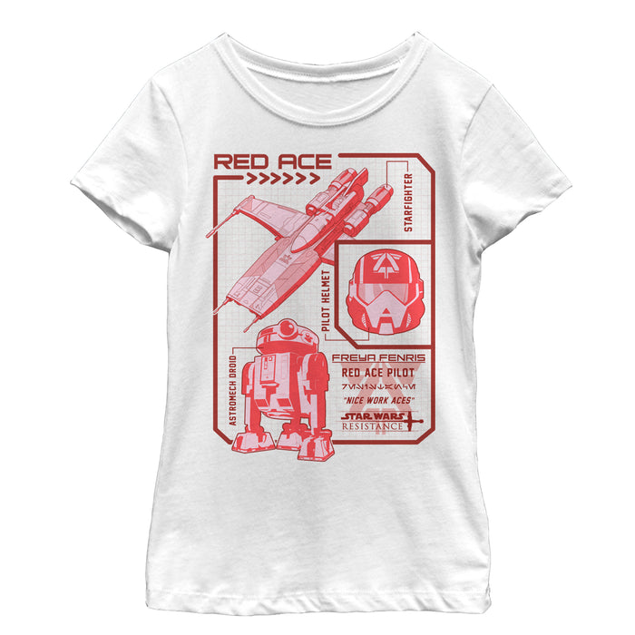 fifth sun Girl's Star Wars Resistance Ace Schematic Detail T-Shirt