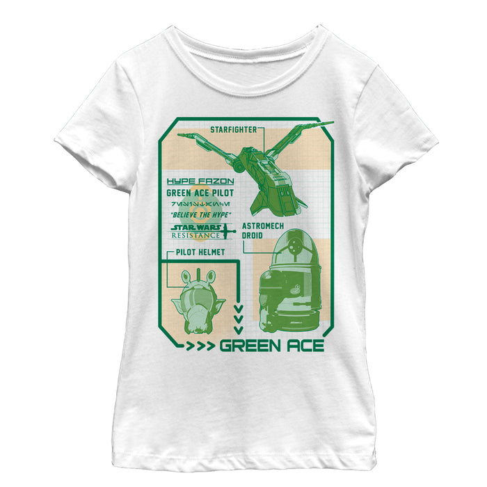 fifth sun Girl's Star Wars Resistance Ace Schematic Detail T-Shirt