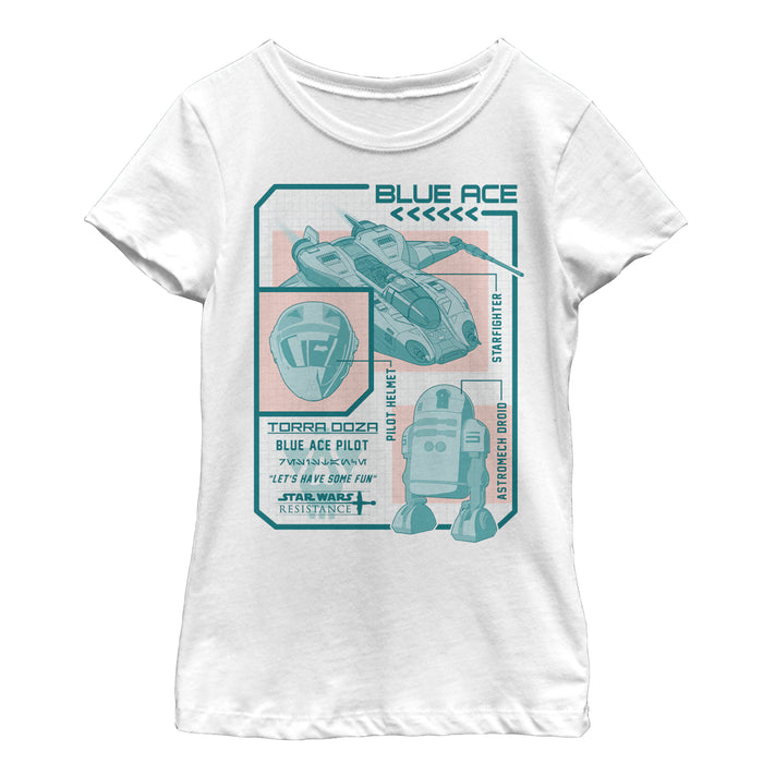 fifth sun Girl's Star Wars Resistance Ace Schematic Detail T-Shirt