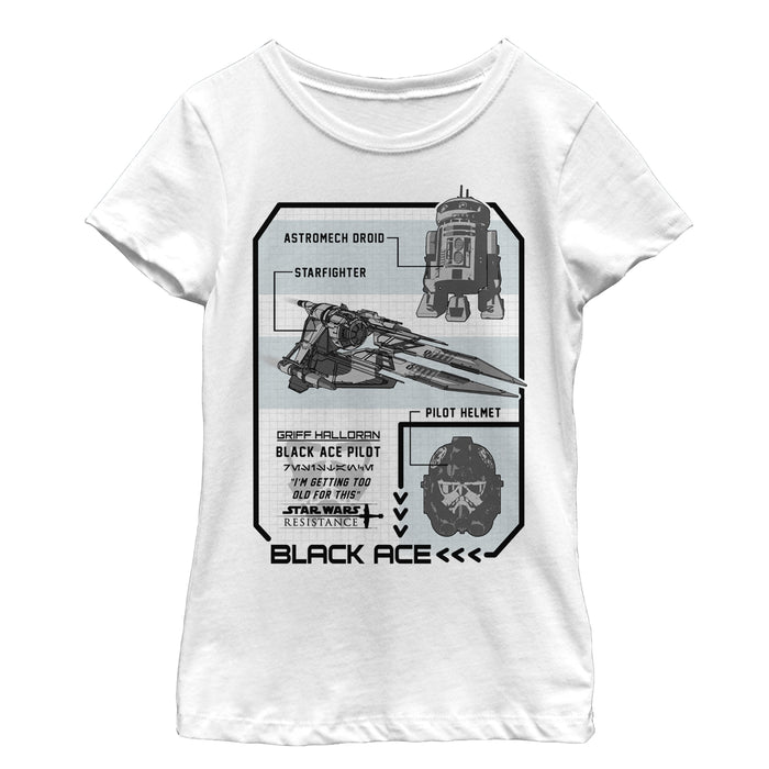fifth sun Girl's Star Wars Resistance Ace Schematic Detail T-Shirt