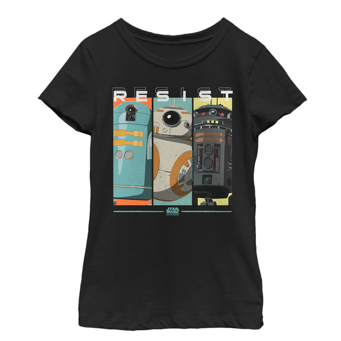 fifth sun Girl's Star Wars Resistance Droids Resist Panel T-Shirt