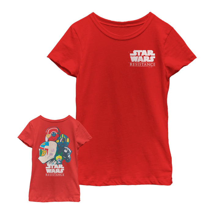 fifth sun Girl's Star Wars Resistance Pilot Helmet Collage T-Shirt