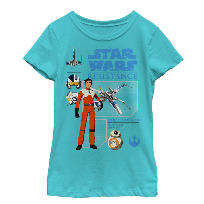 fifth sun Girl's Star Wars Resistance Poe Profile T-Shirt