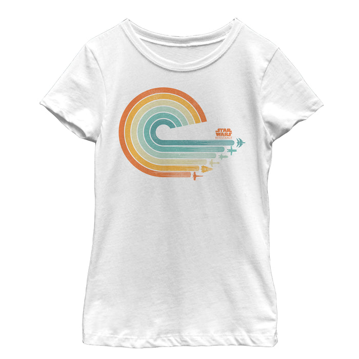 fifth sun Girl's Star Wars Resistance Retro Ship Streaks T-Shirt