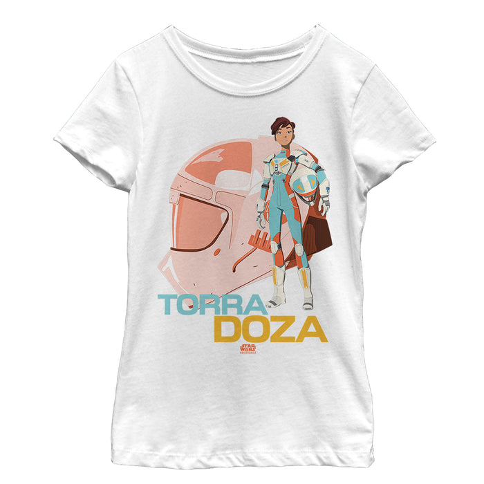 fifth sun Girl's Star Wars Resistance Torra Doza Helmet T-Shirt