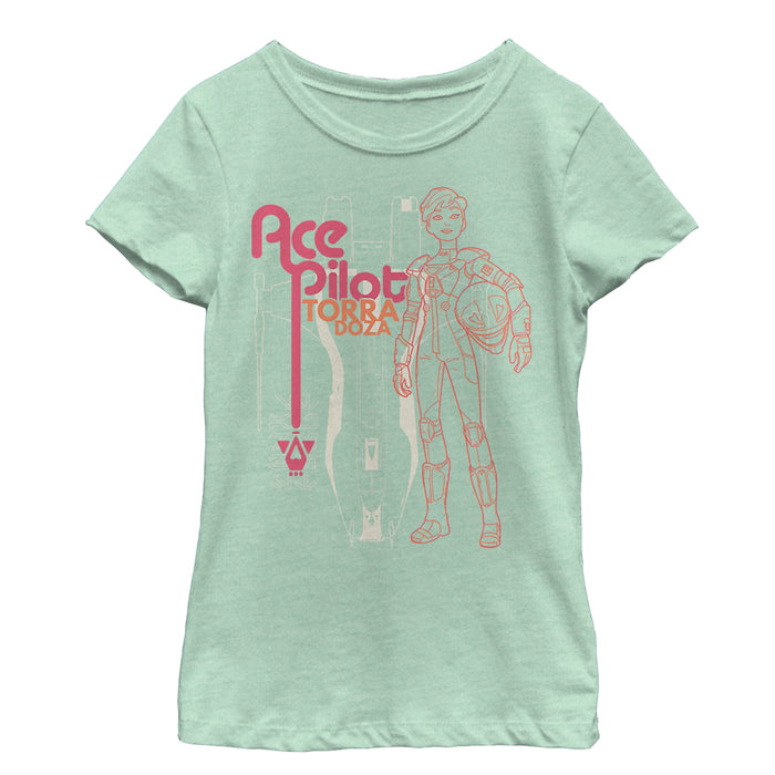 fifth sun Girl's Star Wars Resistance Torra Outline T-Shirt