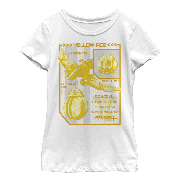 fifth sun Girl's Star Wars Resistance Yellow Ace Schematic Detail T-Shirt