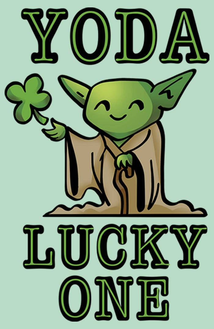 Fifth Sun Girl's Star Wars St. Patrick's Day Cartoon Yoda Lucky One T-Shirt