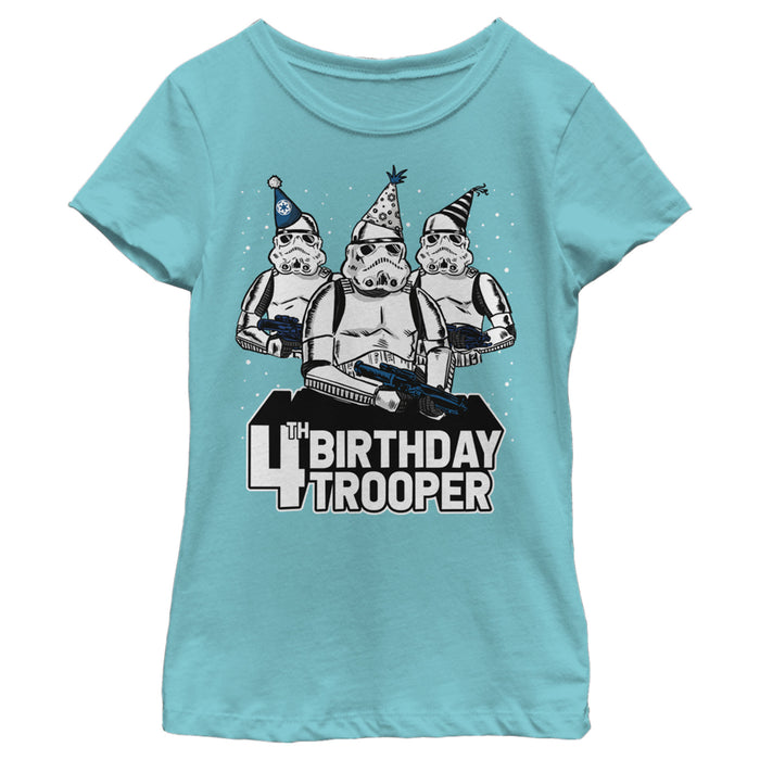 fifth sun Girl's Star Wars Stormtrooper Party Hats Trio 4th Birthday Trooper T-Shirt