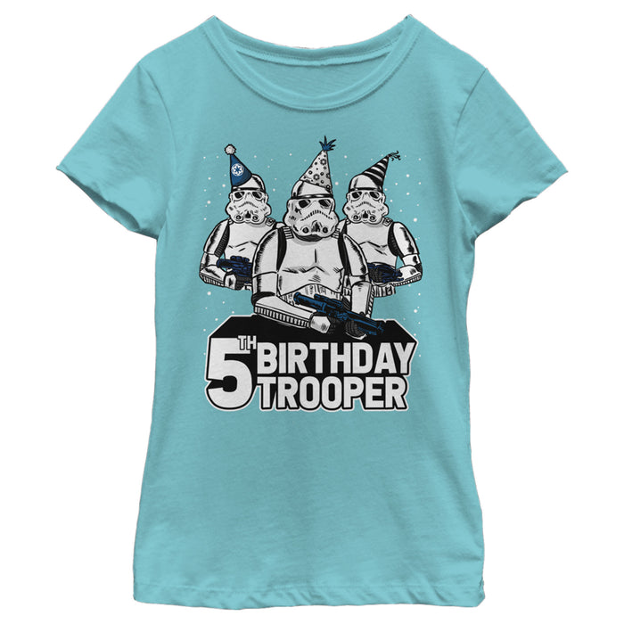 fifth sun Girl's Star Wars Stormtrooper Party Hats Trio 5th Birthday Trooper T-Shirt