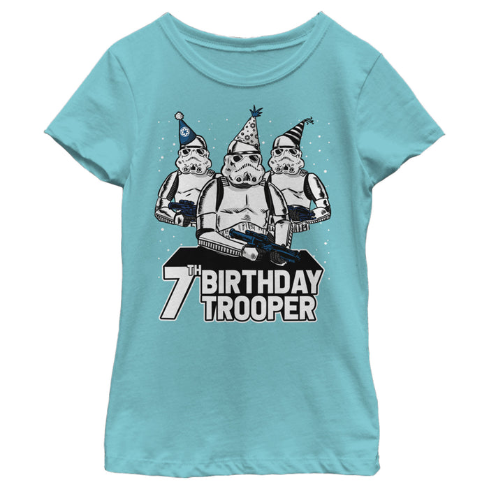 fifth sun Girl's Star Wars Stormtrooper Party Hats Trio 7th Birthday Trooper T-Shirt