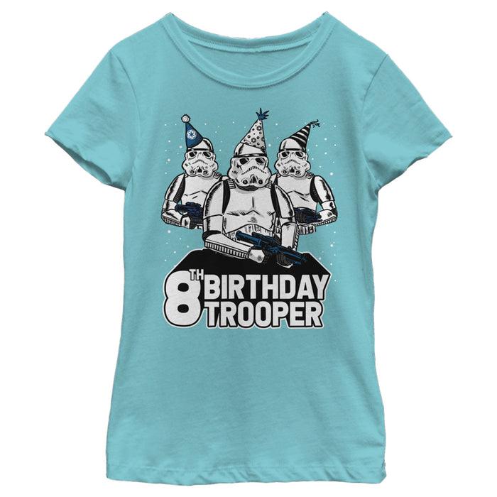 fifth sun Girl's Star Wars Stormtrooper Party Hats Trio 8th Birthday Trooper T-Shirt