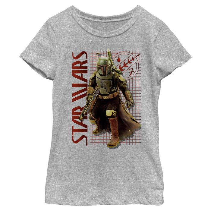 fifth sun Girl's Star Wars: The Book of Boba Fett Action Grid Logo T-Shirt