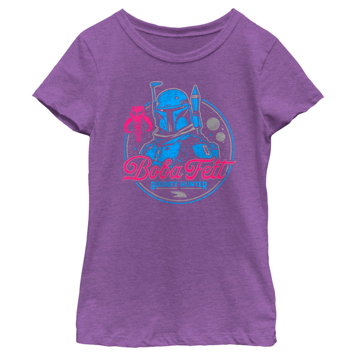 fifth sun Girl's Star Wars: The Book of Boba Fett Bounty Hunter Distressed Retro Logo T-Shirt