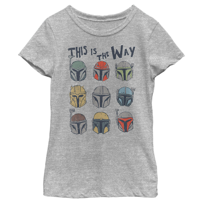 fifth sun Girl's Star Wars: The Mandalorian Different Mando Helmets T-Shirt