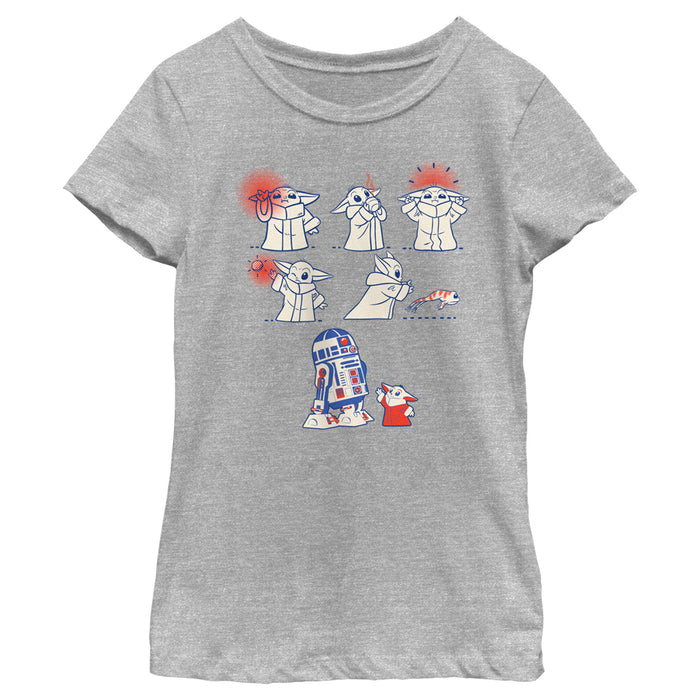 fifth sun Girl's Star Wars: The Mandalorian Grogu and R2-D2 Pals Up to Mischief T-Shirt