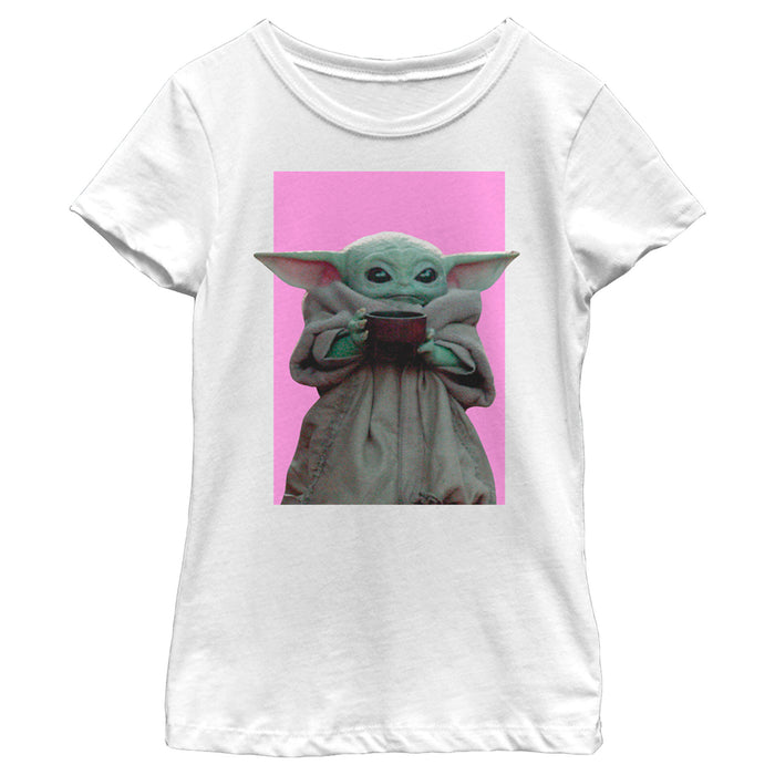 fifth sun Girl's Star Wars: The Mandalorian Grogu Drink T-Shirt