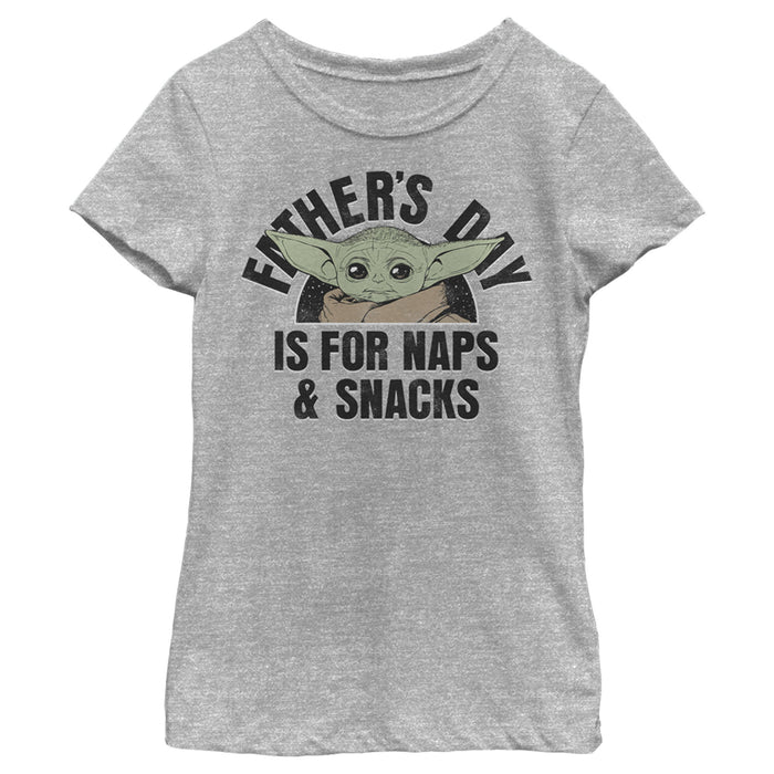 fifth sun Girl's Star Wars: The Mandalorian Grogu Father's Day is for Naps & Snacks T-Shirt