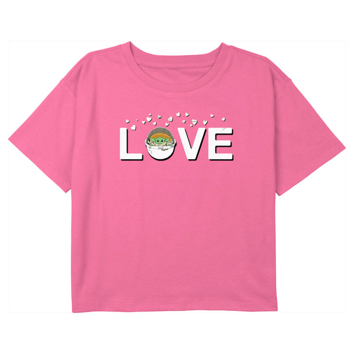 fifth sun Girl's Star Wars: The Mandalorian Grogu Love Bassinet T-Shirt