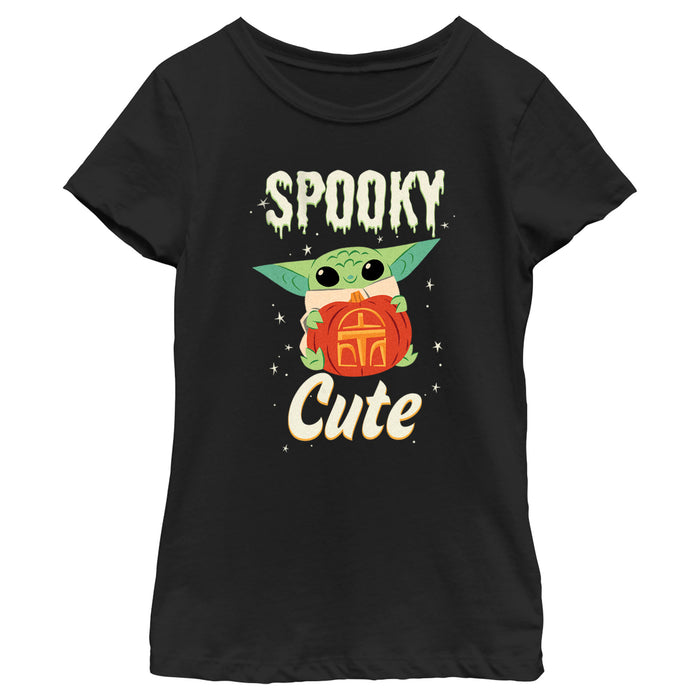 fifth sun Girl's Star Wars: The Mandalorian Halloween Grogu Spooky Cute Pumpkin T-Shirt