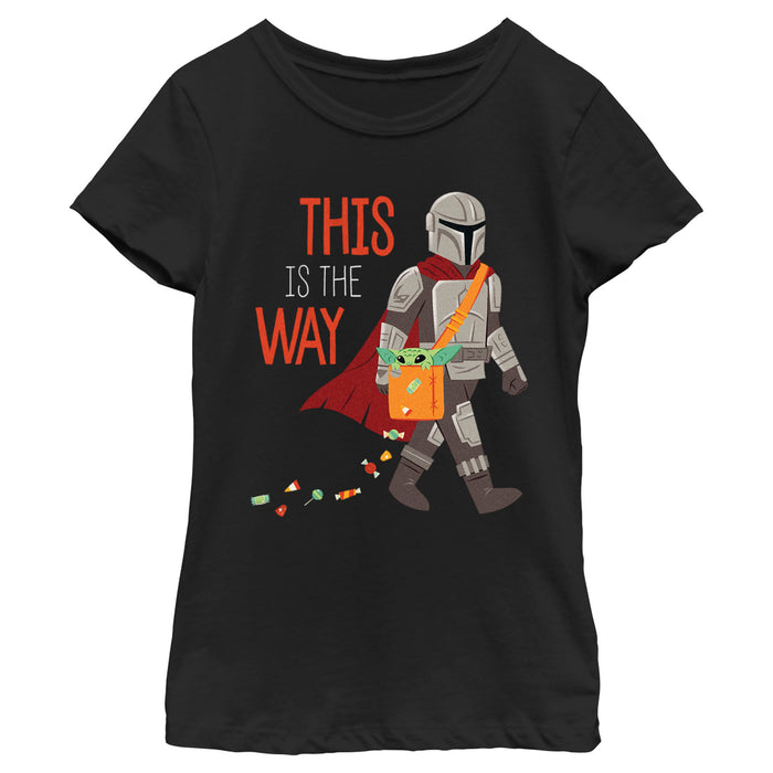 fifth sun Girl's Star Wars: The Mandalorian Halloween Grogu This is the Way T-Shirt