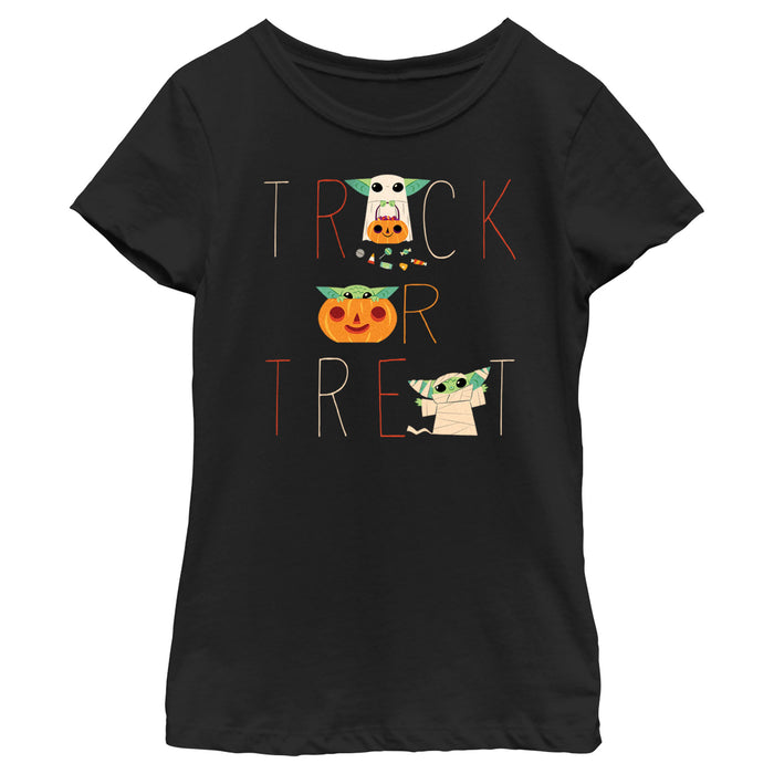 fifth sun Girl's Star Wars: The Mandalorian Halloween Grogu Trick or Treat T-Shirt