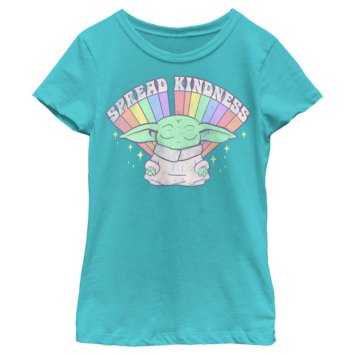 fifth sun Girl's Star Wars: The Mandalorian Spread Kindness Rainbow T-Shirt