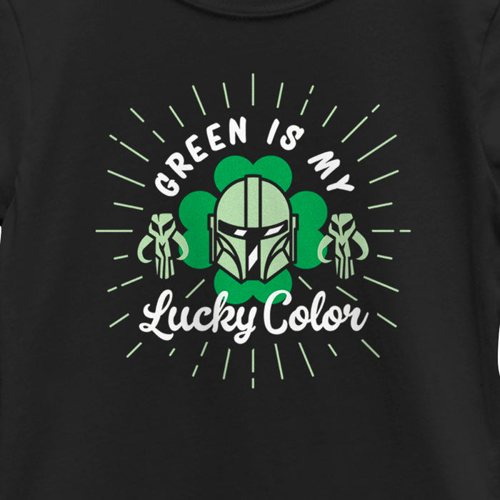 Fifth Sun Girl's Star Wars: The Mandalorian St. Patrick's Day Din Djarin Green Is My Lucky Color T-Shirt