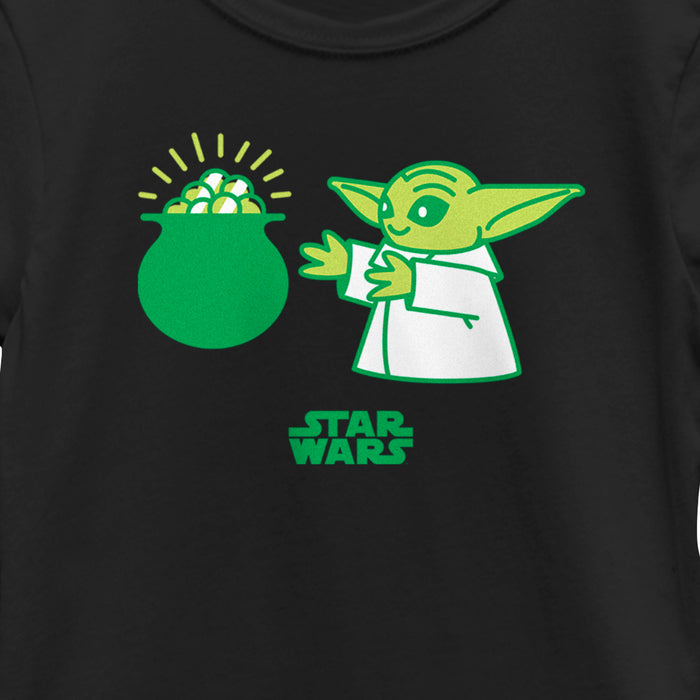 Fifth Sun Girl's Star Wars: The Mandalorian St. Patrick's Day Grogu Pot Of Gold T-Shirt
