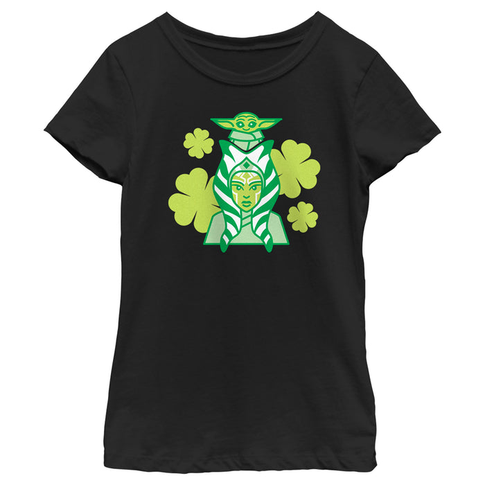 fifth sun Girl's Star Wars: The Mandalorian St. Patrick's Day Ahsoka Tano and Grogu T-Shirt