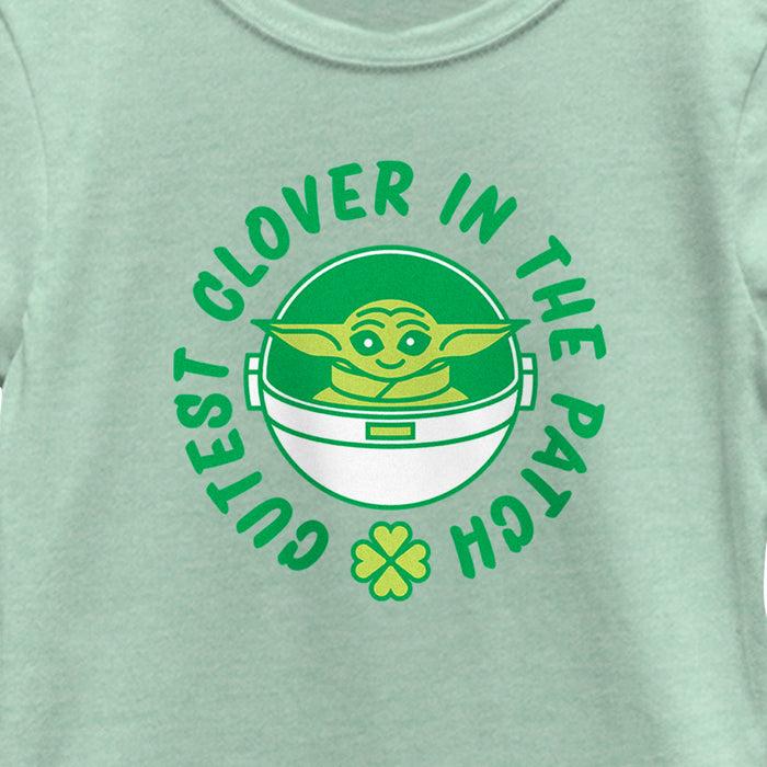Fifth Sun Girl's Star Wars: The Mandalorian St. Patrick's Day Grogu Cutest Clover In The Patch T-Shirt