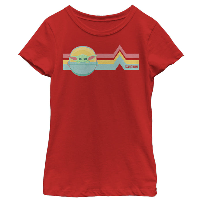 Fifth Sun Girl's Star Wars: The Mandalorian The Mandalorian The Child Retro Stripes T-Shirt