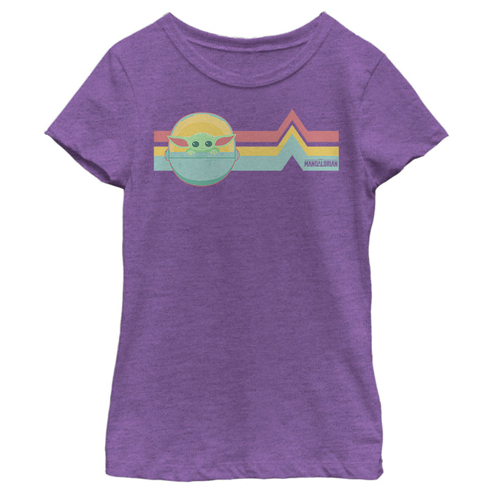 fifth sun Girl's Star Wars: The Mandalorian The Mandalorian The Child Retro Stripes T-Shirt